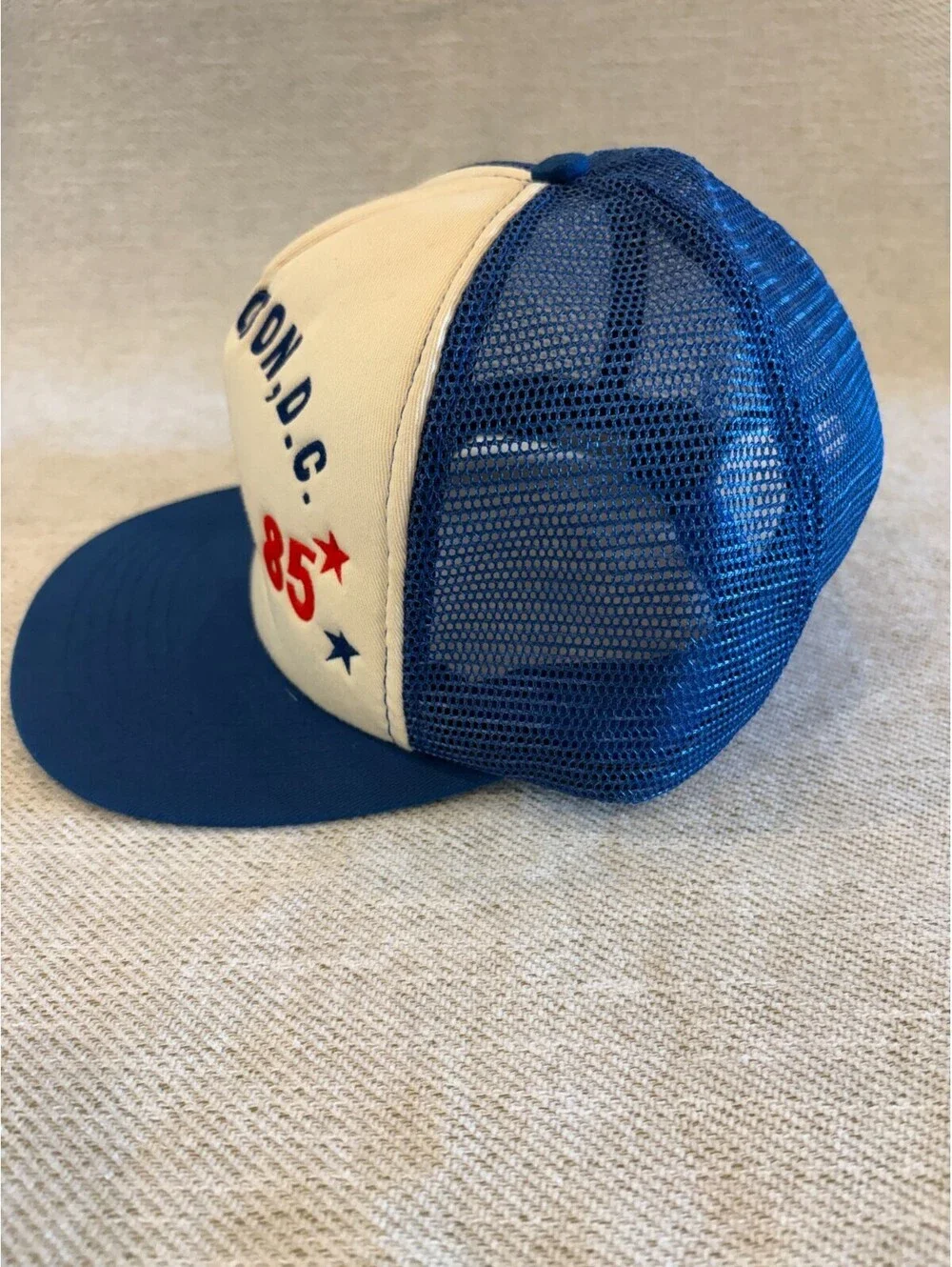 Vintage 1985 Washington DC Capitol Building Trucker Hat Snapback Blue Foam VTG